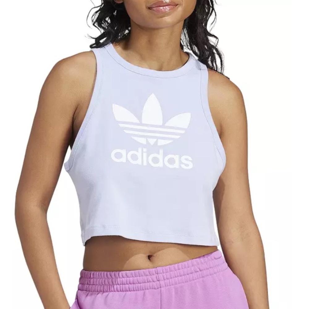 Adidas Originals Trefoil Tank Top Crop High Neck Purple Violet Lavender XS S M
